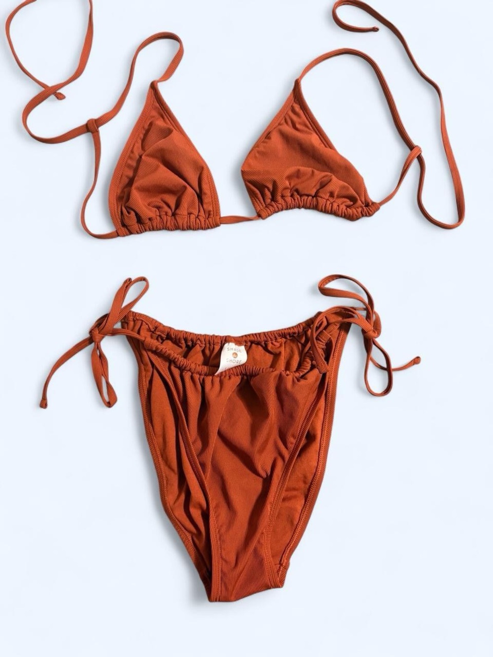 Rust Tie-Side Triangle Bikini Set